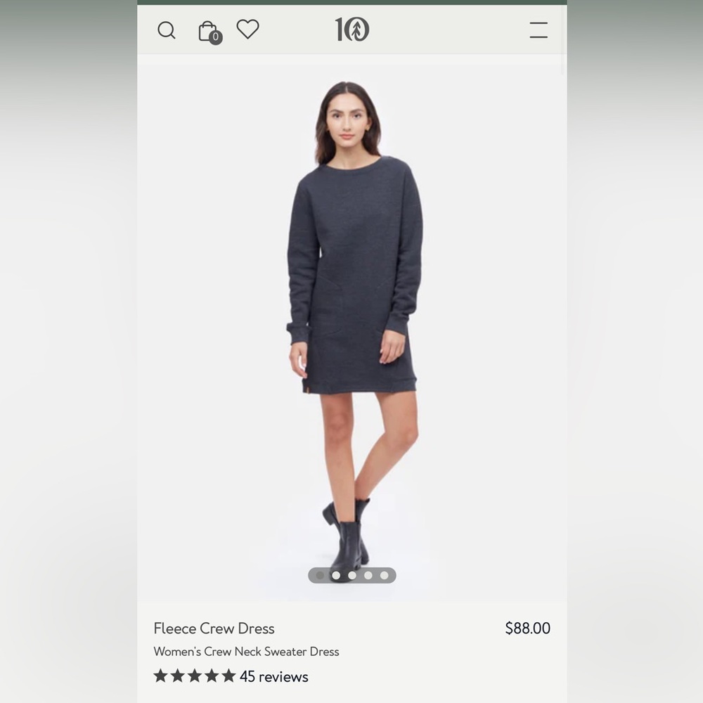 NWOT TenTree Fleece Crew Sweater Dress